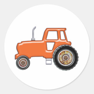 Sticker Rond Tracteur orange brillant