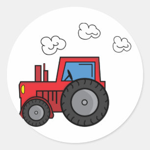 Sticker Rond Tracteur rouge