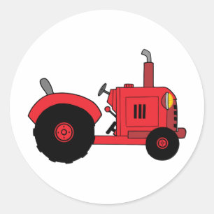 Sticker Rond tracteur rouge vintage