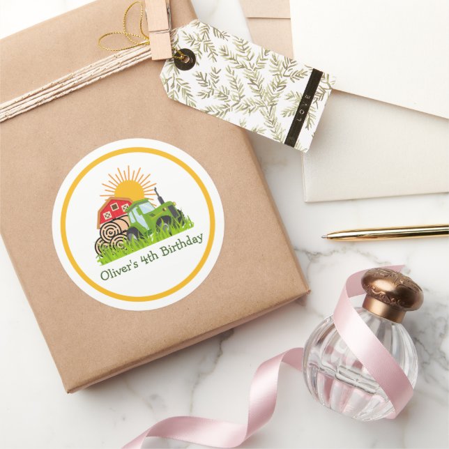 Sticker Rond Tracteur vert | Boys Thématique fête d'anniversair (Cadeaux)