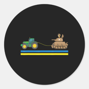 Sticker Rond Tracteurs au-dessus des chars Ukraine Je suis en U
