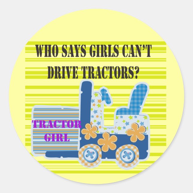 Sticker Rond Tractor Girl Tshirts et cadeaux (Devant)
