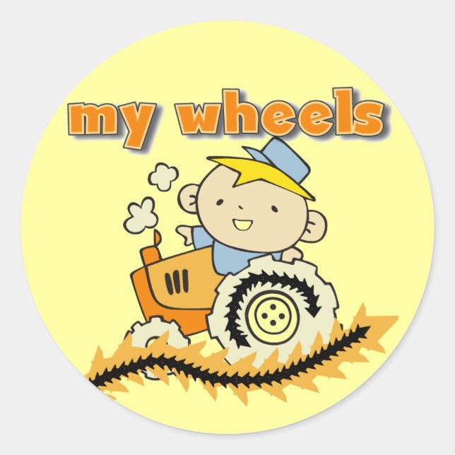 Sticker Rond Tractor My Wheels Tshirts et cadeaux (Devant)
