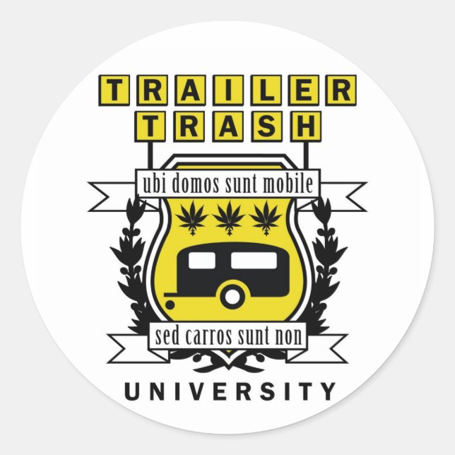 STICKER ROND TRAILER TRASH UNIVERSITY (Devant)