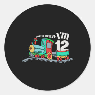 Sticker Rond Train 12e anniversaire Garçon Train 12 ans pour en