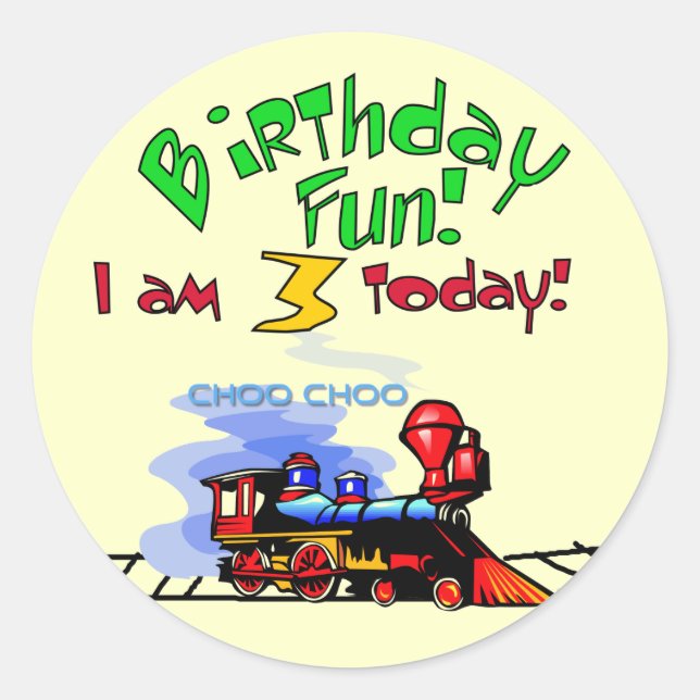 Sticker Rond Train 3e Anniversaire Tshirts et cadeaux (Devant)