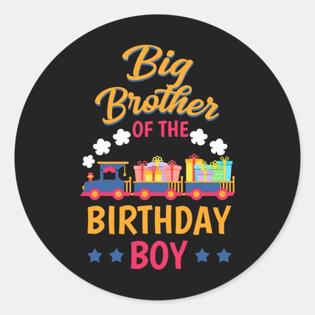 Sticker Rond Train Anniversaire Party Railroad Big Brother Of T (Devant)