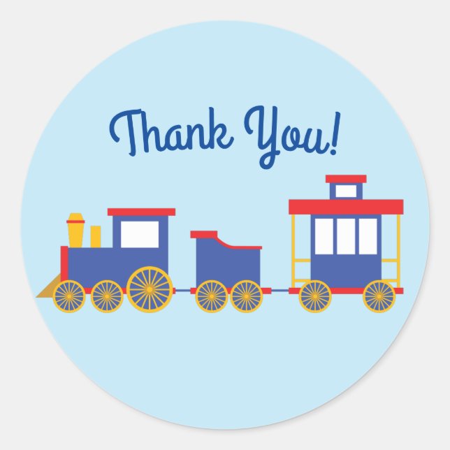 Sticker Rond Train Cute Choo-Choo 1er Anniversaire Thème (Devant)
