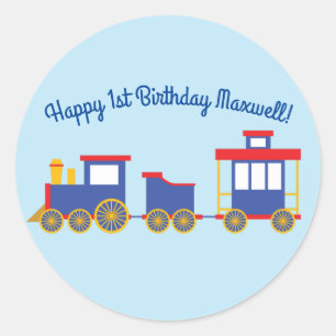 Sticker Rond Train Cute Choo-Choo 1er Anniversaire Thème