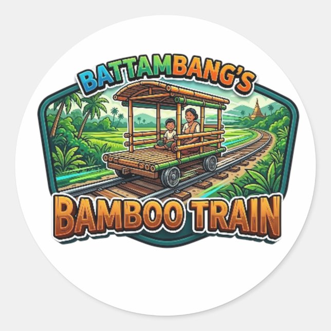 STICKER ROND TRAIN DE BAMBOU DE BATAMBANG (Devant)