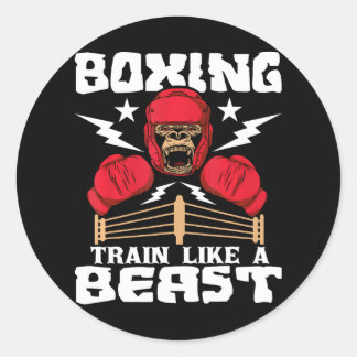 Sticker Rond Train De Boxe Comme Un Bête Kickboxing Kickboxer