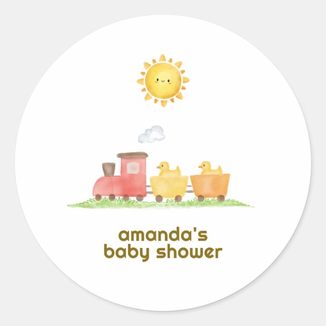 Sticker Rond Train de Canard en Caoutchouc Rustique Choo Choo B (Devant)