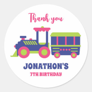 Sticker Rond Train de jouets pour enfants filles garçons fête d