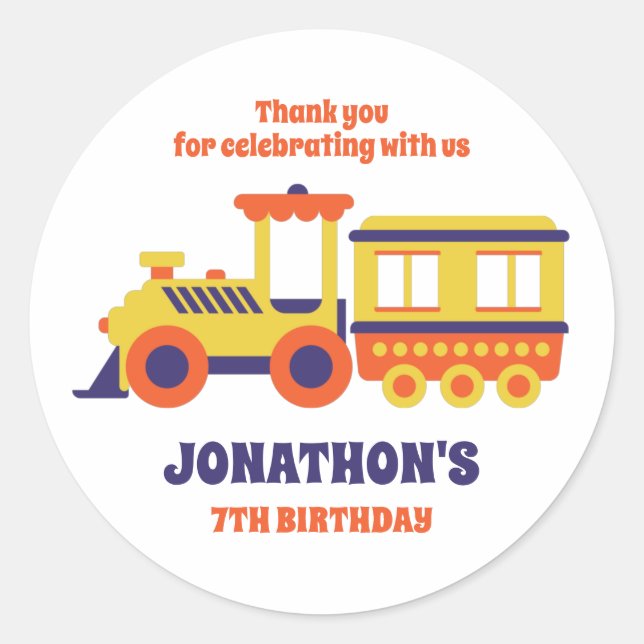 Sticker Rond Train de jouets pour enfants garçons fête d'annive (Devant)