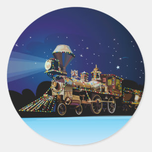 Sticker Rond Train de Noël