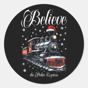 Sticker Rond Train de Noël Croyez vintage