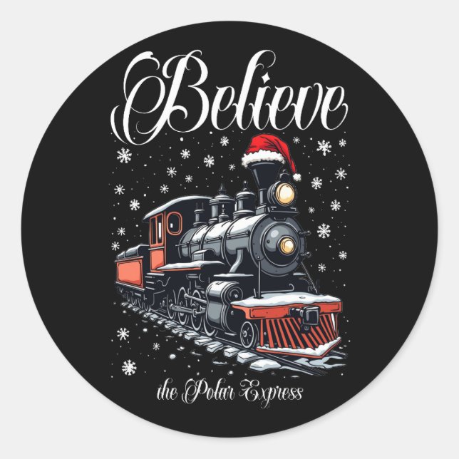 Sticker Rond Train de Noël Croyez vintage (Devant)
