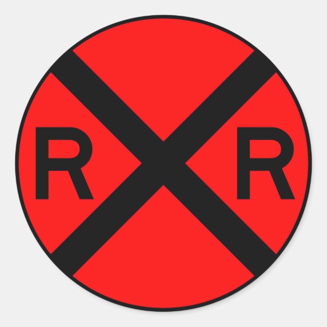 Sticker Rond Train des signaux de rue du passage à niveau (Devant)