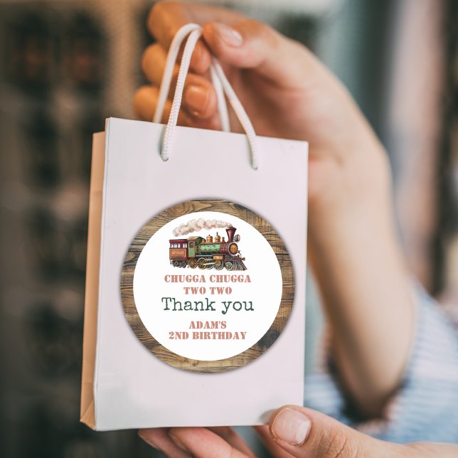 Sticker Rond Train Deuxième fête d'anniversaire Chugga Chugga D (Créateur téléchargé)