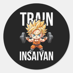 Sticker Rond Train Insaiyan Anime Gym Et Entraînement Motivatio