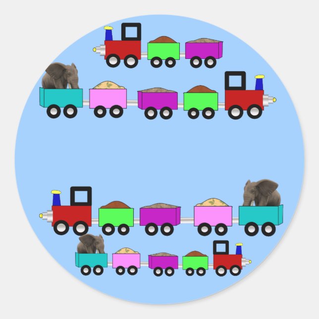 Sticker Rond Train Theme Anniversaire Fête en faveur (Devant)