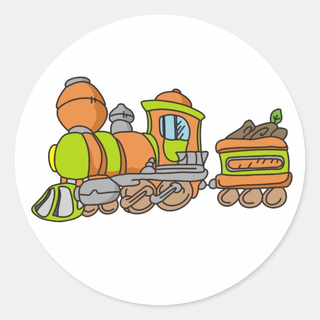 Sticker Rond Train vert et orange (Devant)