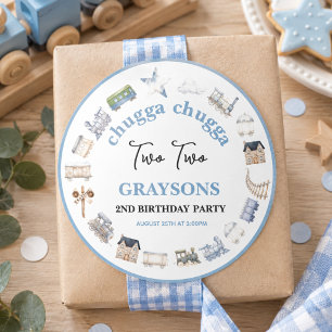 Sticker Rond Train Vintage 2e Anniversaire – Fête Choo Choo