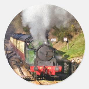 STICKER ROND TRAINS À VAPEUR