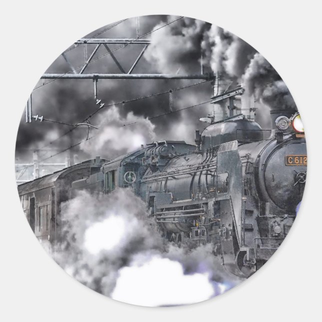 Sticker Rond Trains à vapeur HDR Photo (Devant)