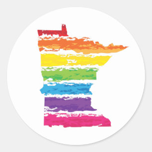 Sticker Rond trait arc-en-ciel du minnesota
