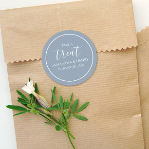 Sticker Rond Trait de calligraphie simple pour un mariage bleu 