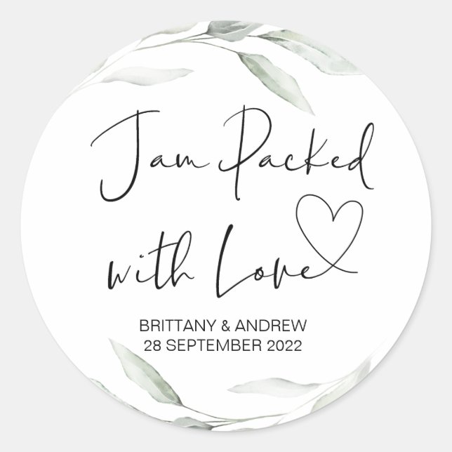 Sticker Rond Traitement De Mariage Jar Favor Jam Emballé D'Amou (Devant)