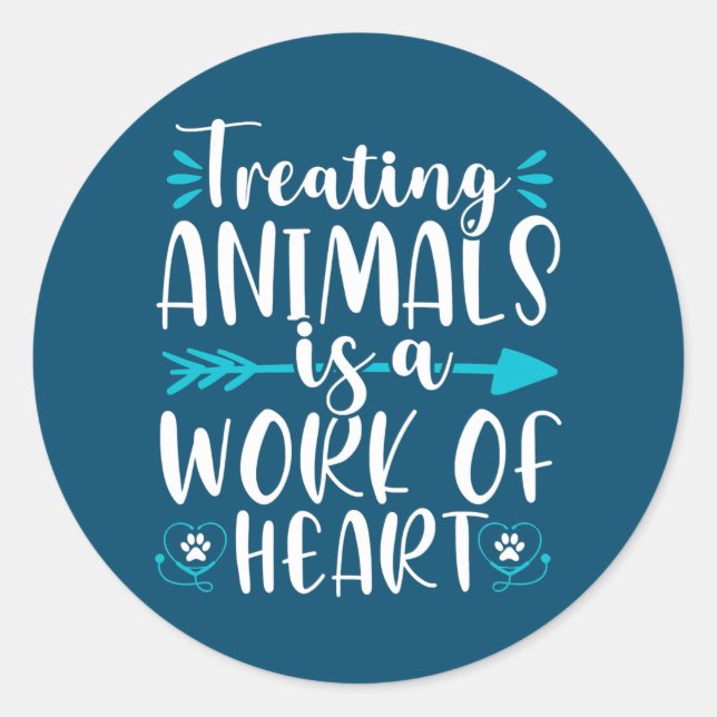 Sticker Rond Traitement des animaux Travail de cardiologie vété (Devant)