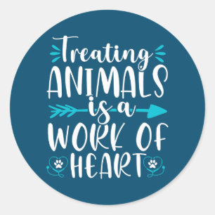 Sticker Rond Traitement des animaux Travail de cardiologie vété