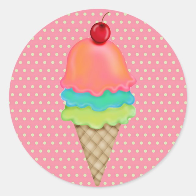 Sticker Rond Traitements à la crème glacée (Devant)