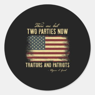 Sticker Rond Traitres et patriotes Trump républicain conservate