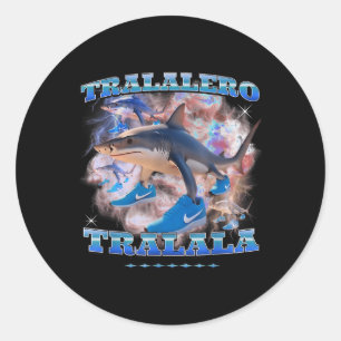 Sticker Rond Tralalero Trala Italien Brainrot meme requin avec 