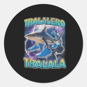 Sticker Rond Tralalero Tralala Cerveau Italien Pourri Drôle Req