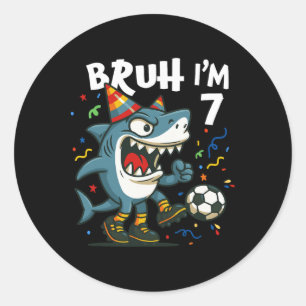 Sticker Rond Tralalero Tralala Cerveau Italien Rouge Football 7