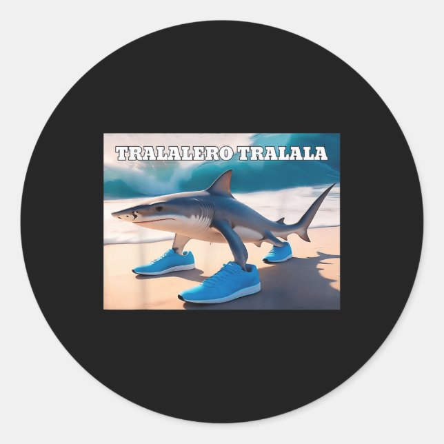 Sticker Rond Tralalero Tralala Funny Shark Meme (Devant)