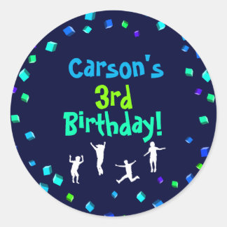 Sticker Rond Trampoline ou Bounce Party Cupcake Topper