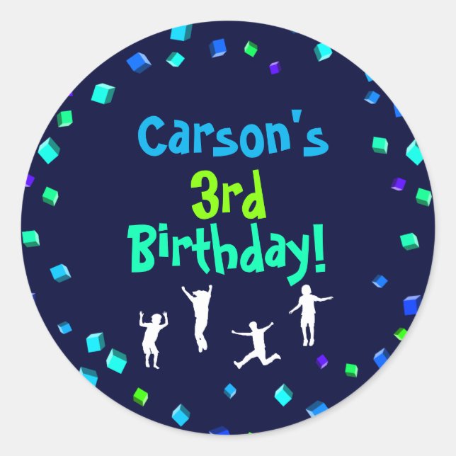 Sticker Rond Trampoline ou Bounce Party Cupcake Topper (Devant)