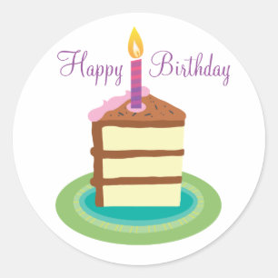 Sticker Rond Tranche d'autocollants de gâteau d'anniversaire d