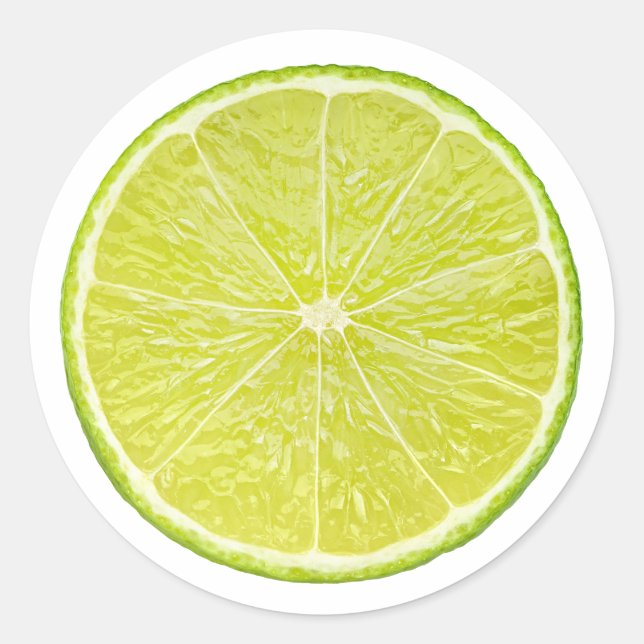 Sticker Rond Tranche de chaux avec feuille de menthe (Devant)