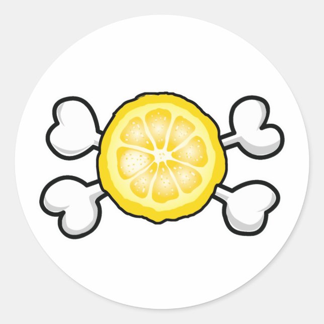 Sticker Rond tranche de citron Crâne et os entrecroisés (Devant)