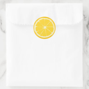 Sticker Rond Tranche de citron jaune rond fruit citrique 