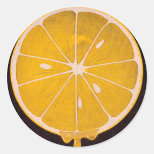 Sticker Rond tranche de citron jaune vif