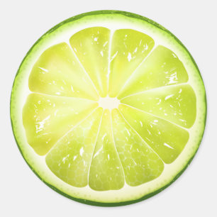Sticker Rond Tranche de citron vert frais S01