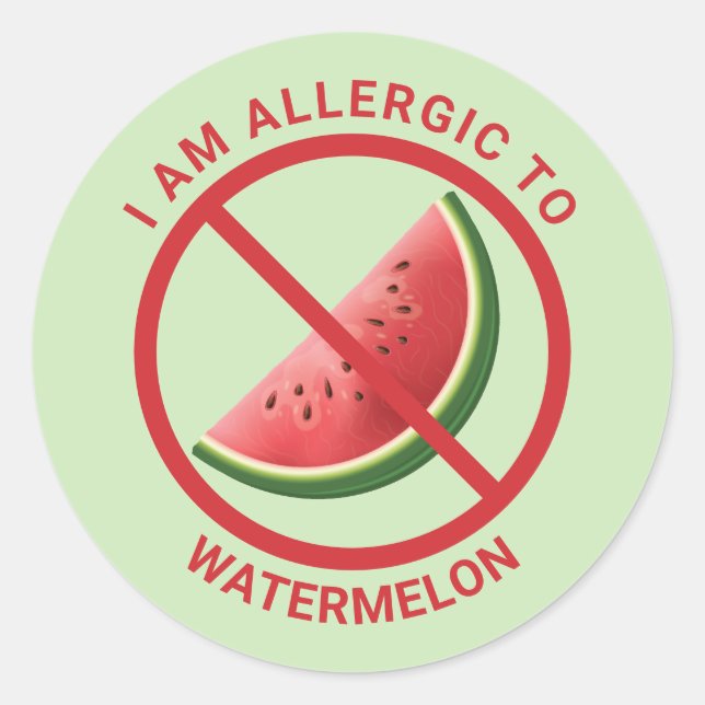 Sticker Rond Tranche de fruit de pastèque sur fond vert pour la (Devant)