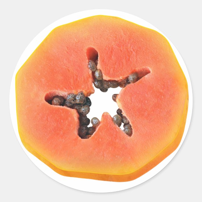 Sticker Rond tranche de Papaya (Devant)